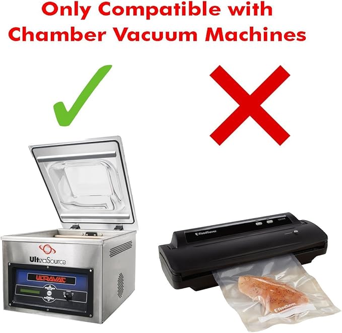 UltraSource - Chamber Machine Pouches 3 Mil Thickness, 8" x 12", Pack of 250 Vacuum Chamber Pouches, BPA-Free Pre-Cut Chamber Vacuum Sealer Bags with tear notch