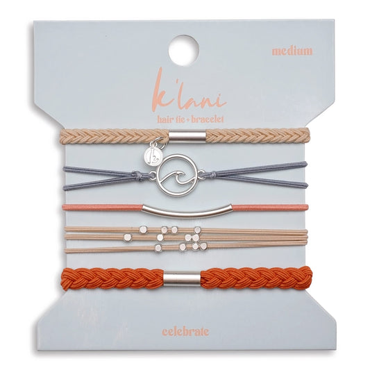 K'lani Celebrate Bracelets for Women – Elastic Bracelets and Boho Hair Ties – Cute Hair Ties for Women and Hair Tie Accessories – Stylish Bracelets Boho Style for Hair and Wrist – Set of 5 (Large)