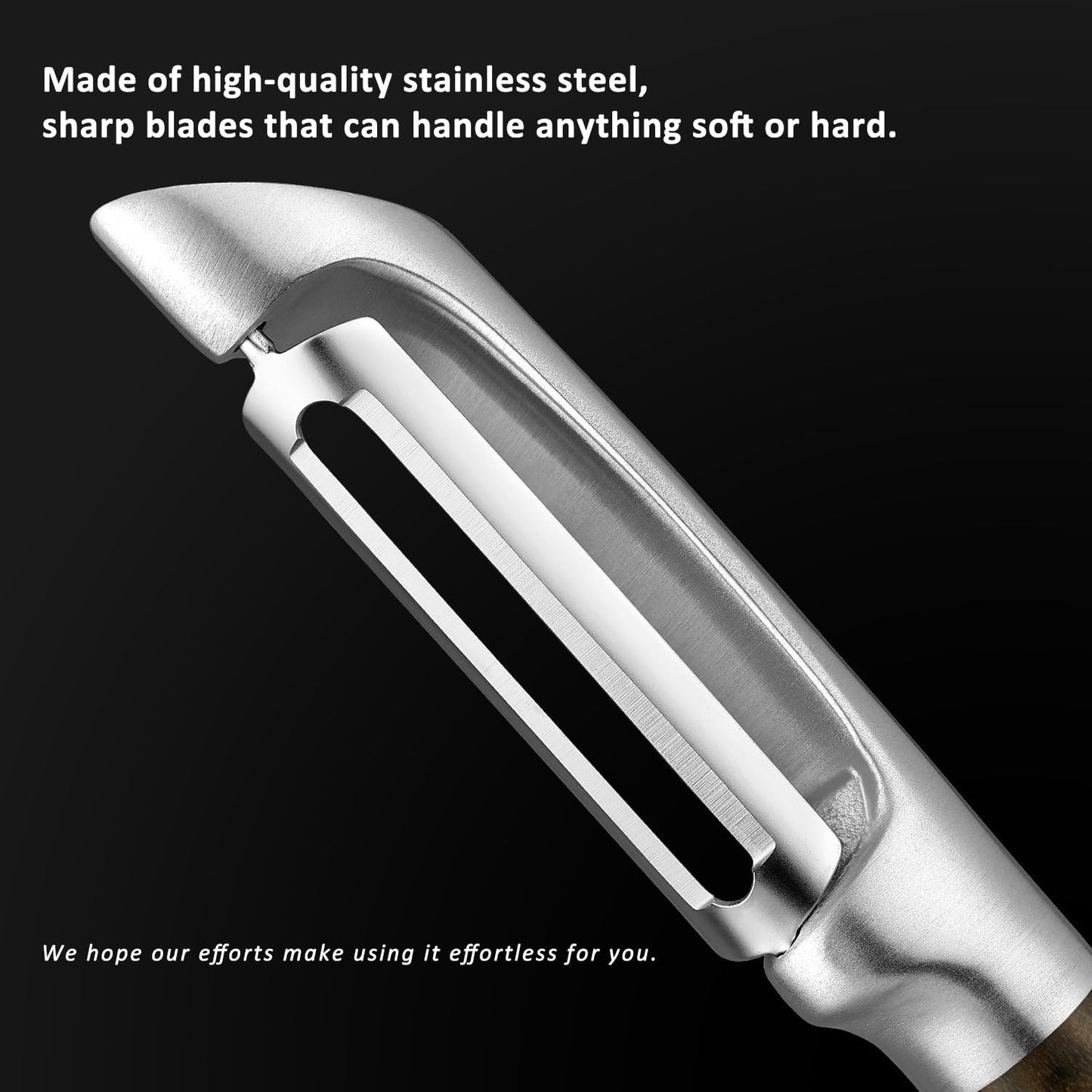 Premium I Type 304 Stainless Steel Multifunctional Kitchen Peeler Real Wood Handle Ultra Sharp Blade Vegetable Potato Apple（Agarwood）
