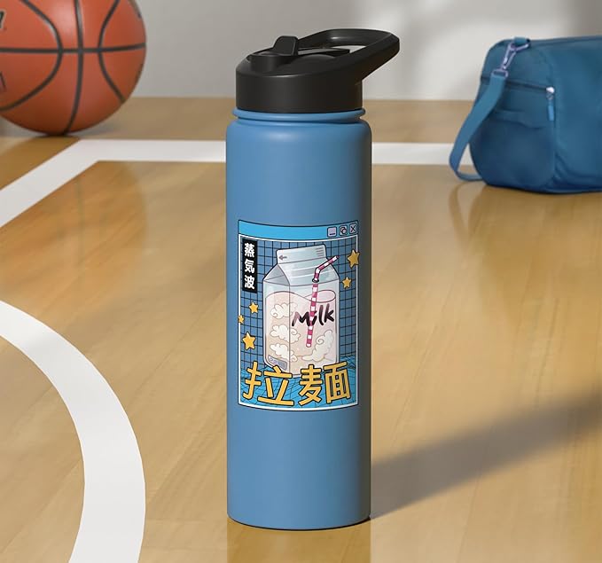 Milk Carton Digital Japan Style 80s Otaku Vaporwave Anime Stainless Steel Insulated Water Bottle