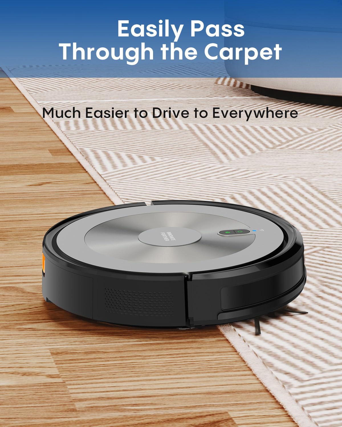 AZQQ Robot Vacuum and Mop - Robotic Vacuums Cleaner 3000 Pa Strong Suction, Smart Efficient Navigation, Automatic Recharge, Anti-Fall, 6 Cleaning Modes, Pet Hair Removal, App/Alexa/Voice Control