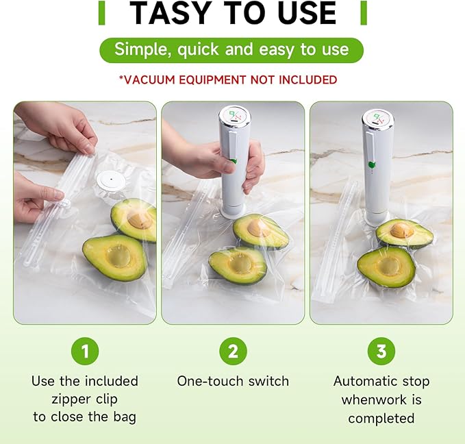 Vixino Vacuum Sealer Bags, 30 Reusable Vacuum Sealer Bags for Food, BPA-Free, Meal Prep and Sous Vide Cooking,Works for Handheld Sealer and Vac Sealer Machine with External Vacuum Systems