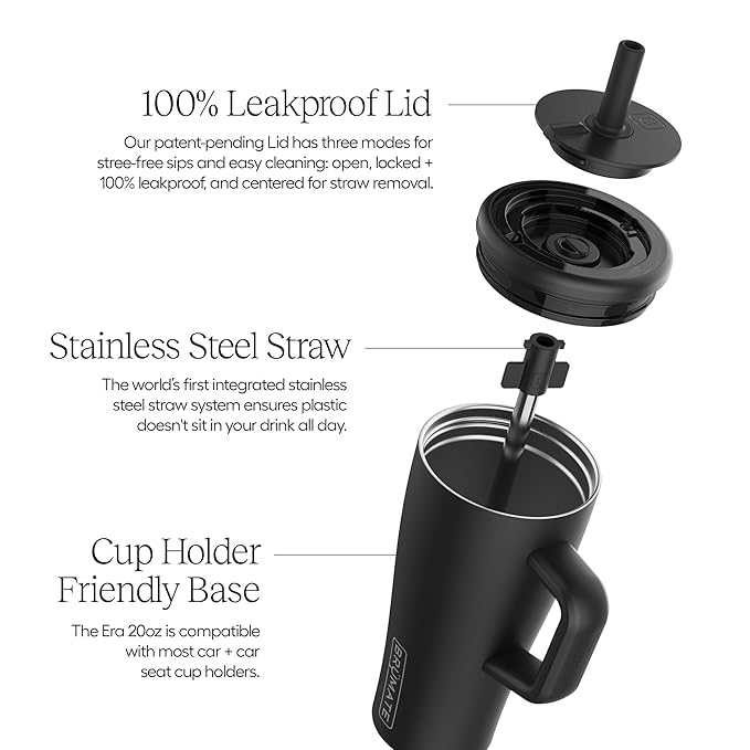 BrüMate Era 20 oz Tumbler with Handle and Straw | 100% Leakproof Insulated Tumbler with Lid and Straw | Made of Stainless Steel | Cup Holder Friendly Base | 20oz (Sage)