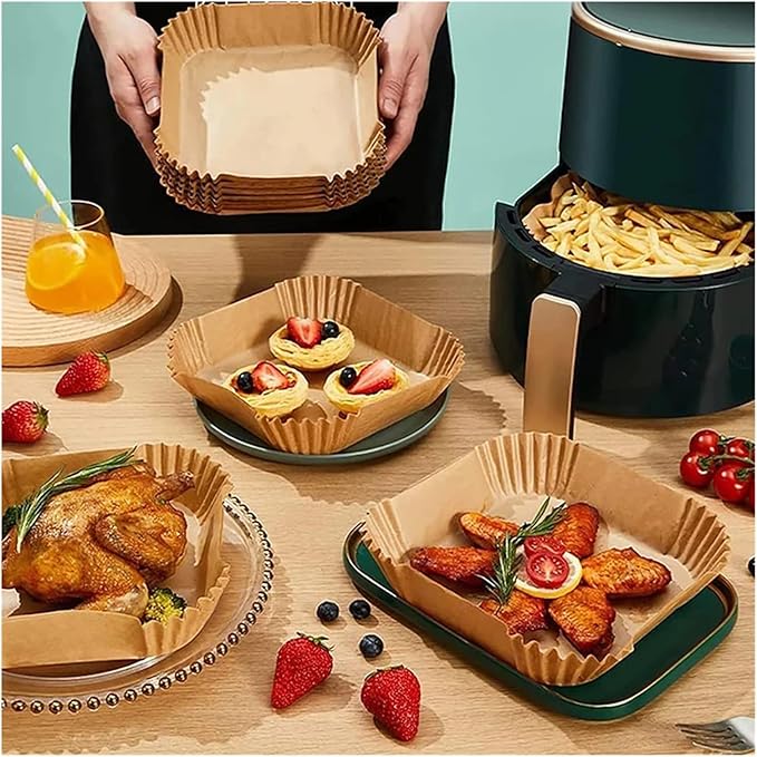 Large Air Fryer Disposable Paper Liners Nonstick 23cm Oven Airfryer Parchment Baking Paper ，Compatible For Ninja，Compatible For COSORI ，Grill Cooking Basket(23cm round,250 Pcs)