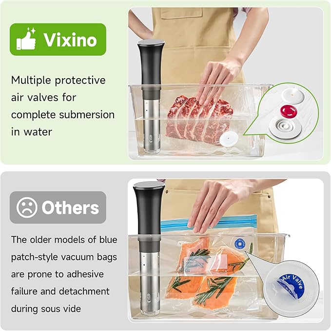 Vixino Vacuum Sealer Bags, 80 Reusable Vacuum Sealer Bags for Food, BPA-Free, Meal Prep and Sous Vide Cooking,Works for Handheld Sealer and Vac Sealer Machine with External Vacuum Systems