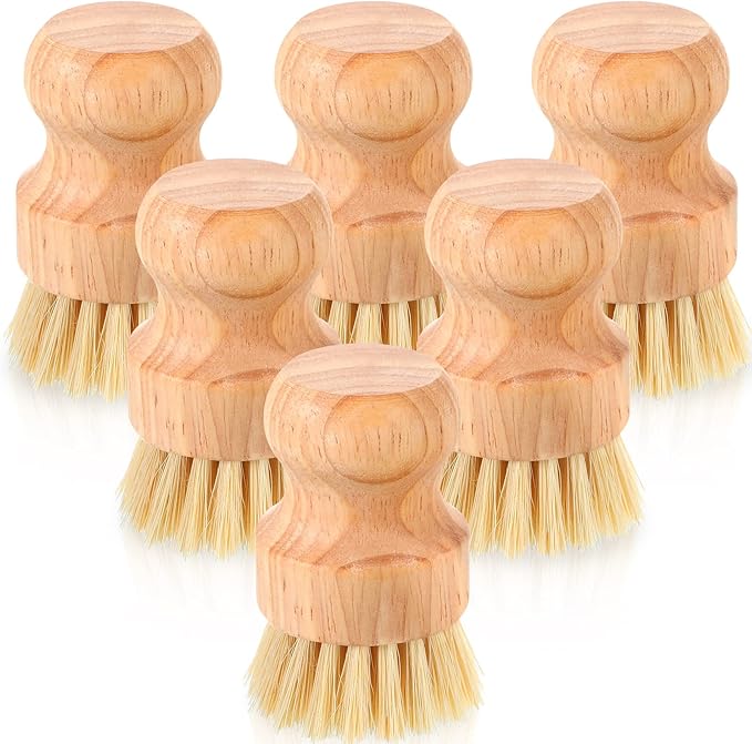 Nuenen 40 Packs Bamboo Dish Scrub Brushes Wooden Scrubbers Set Kitchen Dishwashing Scrubber with Natural Sisal Bristles for Iron Pot Pan Sink(Sisal)