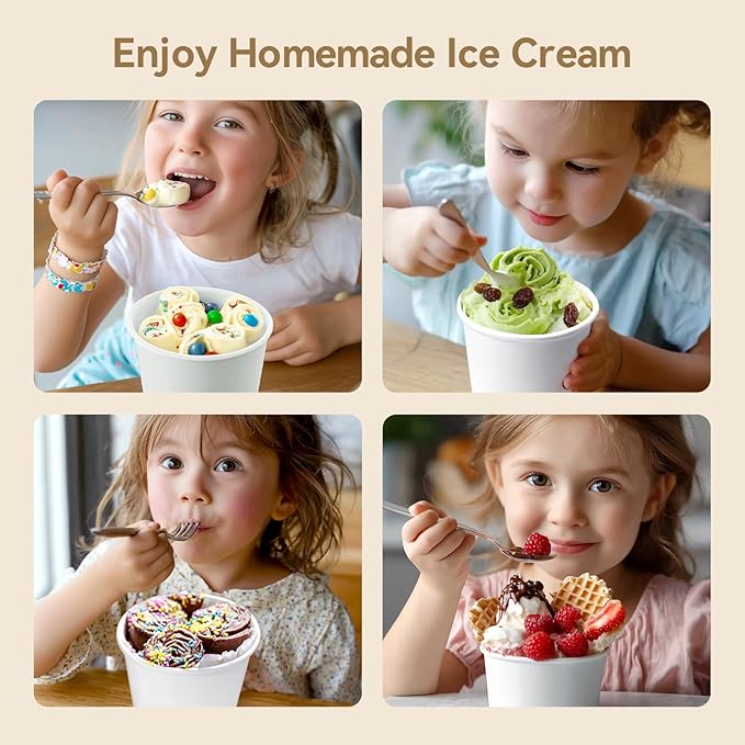 Rolled Ice Cream Maker, Felizbebe Instant Ice Cream Roller Maker with Lid & 2 Spatulas, Food-Grade SUS316 Stainless Steel, Rolled Ice Cream Tray for Frozen Yogurt, Homemade Ice Cream