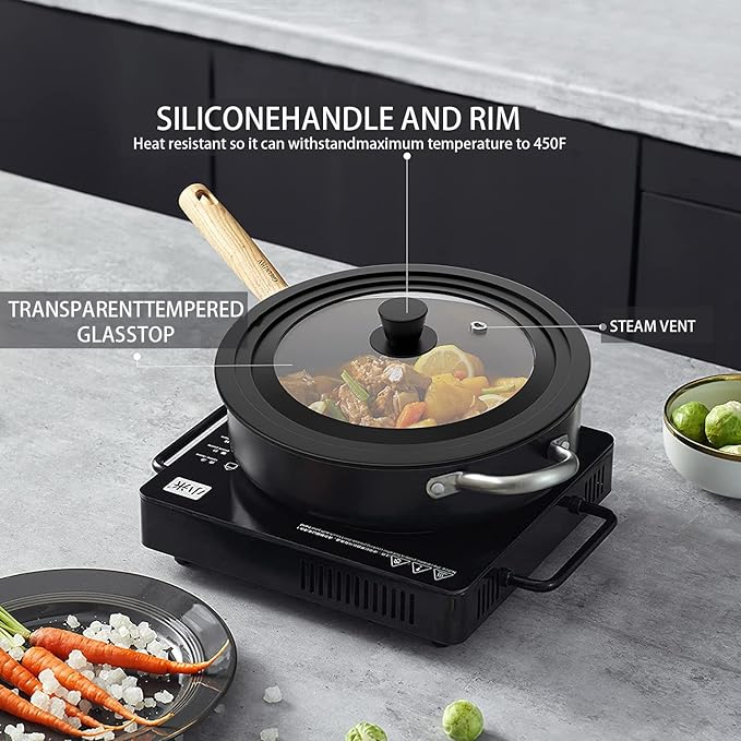 Universal Lids for Pots, Pans & Skillets - Fits 11", 12" and 12.5" Diameter Cookware, Tempered Glass with High Heat Resistant Silicone Rim, Dishwasher Safe.