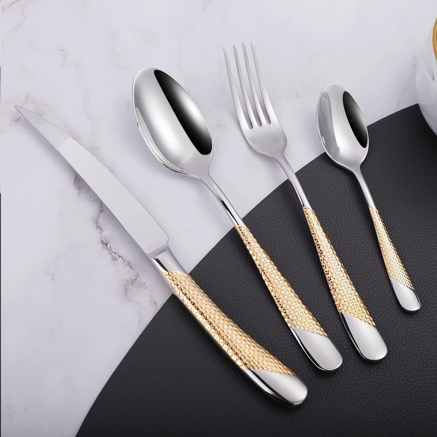 16 Piece Silverware Set,Stainless Steel Flatware Set Spoon and Fork Set for 4,Kitchen Utensil Cutlery Set Mirror Finish Dishwasher Safe Gift Package (silver)