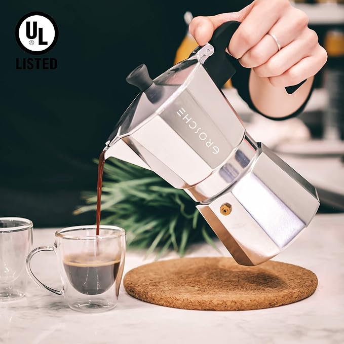 GROSCHE Milano Moka Pot | 6 Espresso Cup - 9.3 oz | Stovetop Espresso Percolator & Coffee Maker – Portable, Ideal for Home and Camping
