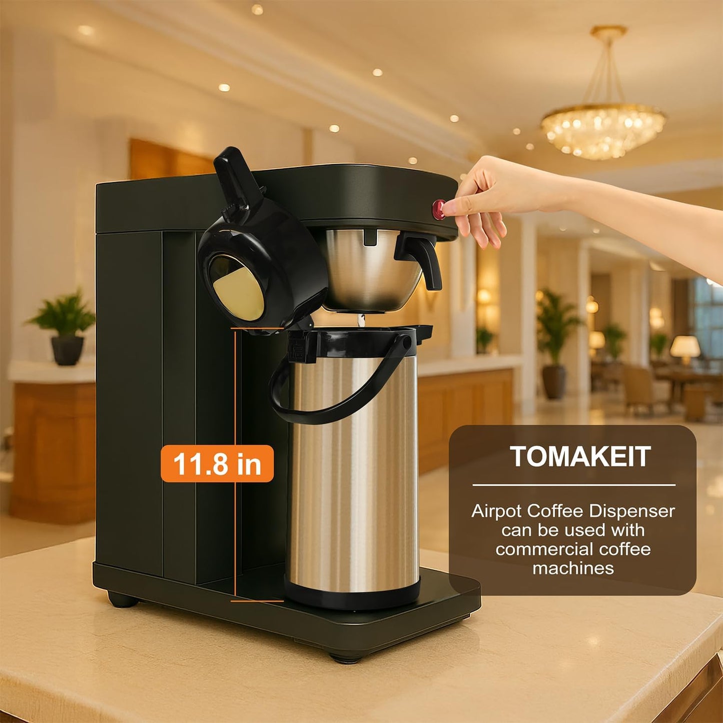 Airpot Coffee Carafe for Keeping Hot,102oz/3L Coffee Dispenser Thermal with Pump,Insulated Stainless Steel Hot Beverage Dispenser for Parties,Thermal Carafe for Hot Drinks Water Tea Chocolate