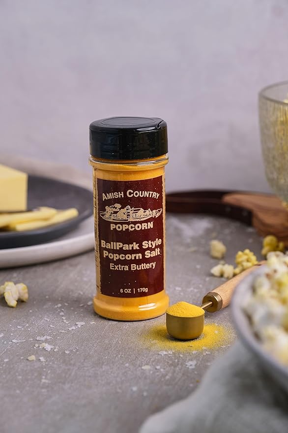 Amish Country Popcorn | Seasoning Variety Pack | BallPark Style Buttersalt - 5.5 oz and White Cheddar Cheese - 3.8 oz | 2 Pack Popcorn Seasoning