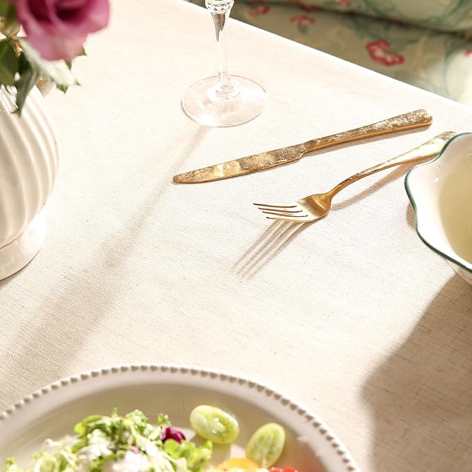patdrea Designer Vintage Linen Long Rectangle Table Cloth,Floral Leaves Pattern Anti-Wrinkle Green Tablecloth,Decor Table Cover for Kitchen Dining Christmas,Party,Thanksgiving,55"x79"-Cecilia D