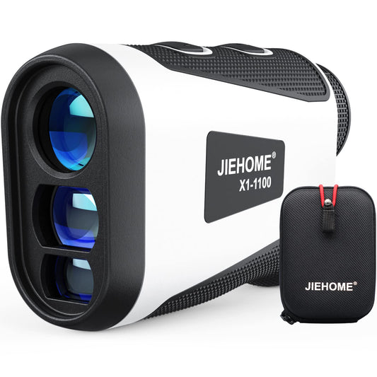 JIEHOME Golf Rangefinder with Slope X1 1100 Yards Laser Rangefinder for Golfing & Hunting 6X Magnification Flagpole Lock Vibration Rechargeable Distance Range Finder with Pouch High-Precision, White