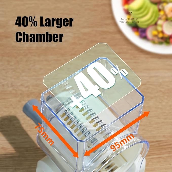 Rotary Cheese Grater with Hand Crank, Multi-Purpose Shredder Slicer with 5 Interchangeable Stainless Steel Blades for Shredding, Slicing, and Grating Cheese, Vegetables, and Fruit (Beige)