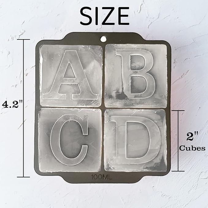 Letter J Monogram Ice Cube Mold Custom Ice Cube Mold 2 Inch Big Initials Silicone Ice Cube Tray Gifts for DAD Gifts for Him