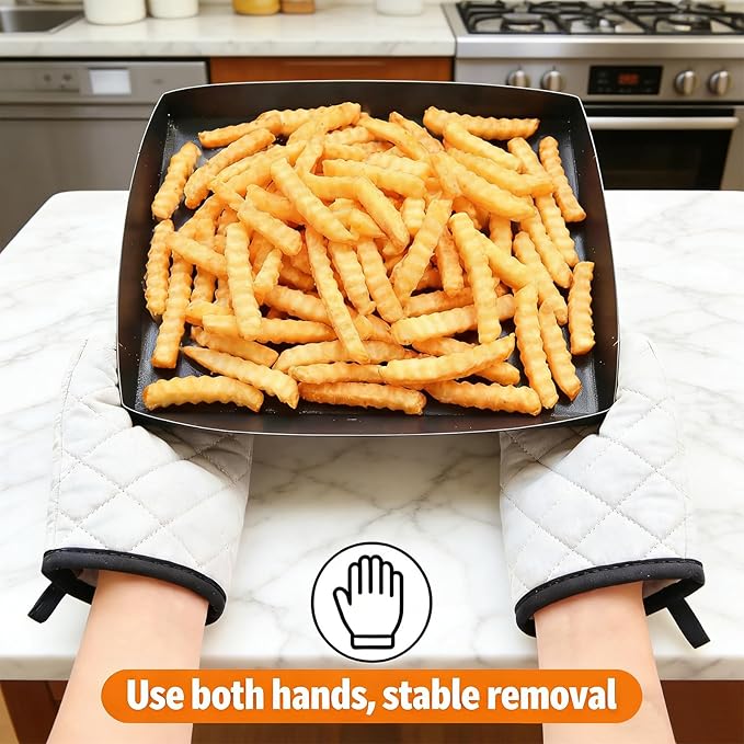 Professional-Grade 1-Pack PTFE Solid Oven Baskets, 11x11x1 Inch Non-Stick Solid Oven Trays for Commercial Kitchens & High-Volume Cooking