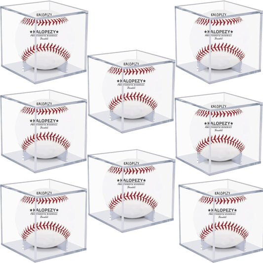 8 Pack Baseball Display Case, UV Protected Acrylic Boxes for Display,Clear Display Case Baseball Cube Memorabilia Showcase Autograph Ball Protector