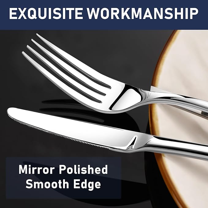 STILLOYE Heavy Duty Silverware Set for 12, 60 Piece Premium Stainless Steel Flatware Utensils Cutlery Set Including Steak Knife Fork and Spoon, Dishwasher Safe, Gift Package for Wedding Housewarming