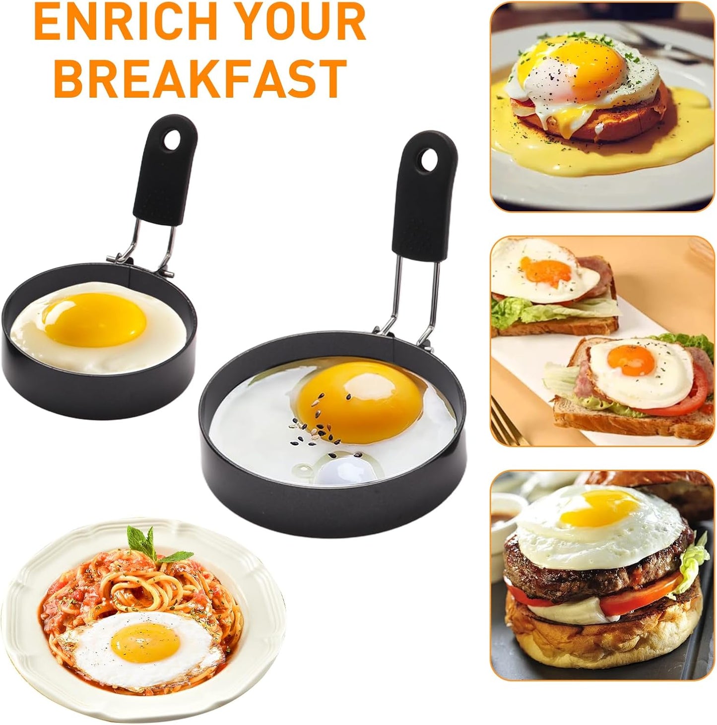 4 Pack Eggs Rings,Stainless Steel Round Breakfast Mold Tool Cooking,Round Egg Cooker Rings For Frying Shaping Cooking Eggs,Egg Maker Molds (6Pack)