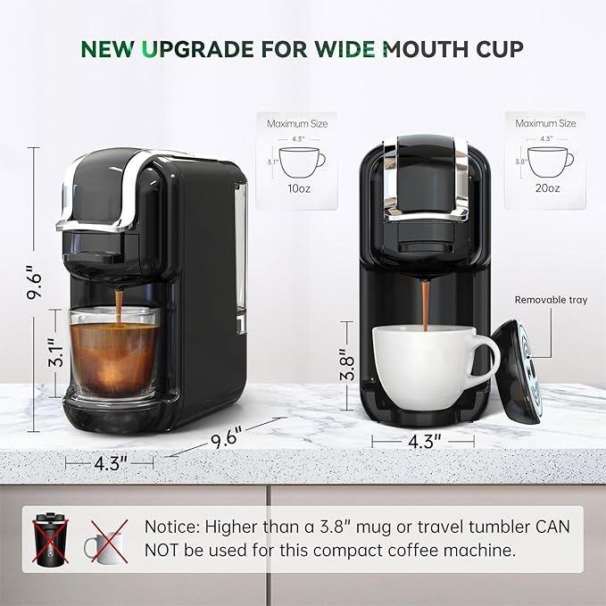 Multi-Capsule Coffee Maker, Hot/Cold Coffee Maker, Milk, ESE Pod Ground Coffee, Cafeteria, 19 Bar, 5 in 1 (Color : H2B M1A WH, Size : CHINA_EU)