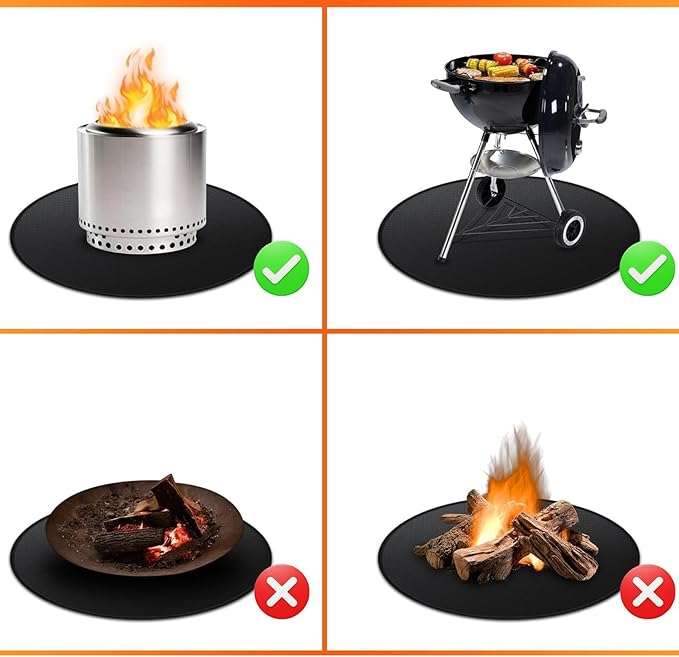 38" Round Fire Pit Mat for Solo Stove Bonfire/Under Grill Mat for Outdoor Grill Fireproof Waterproof Oil-Proof, 4 Layers Fireproof Mat Fireplace Mats BBQ Solo Stove Mats for Deck Patio Grass Smoker