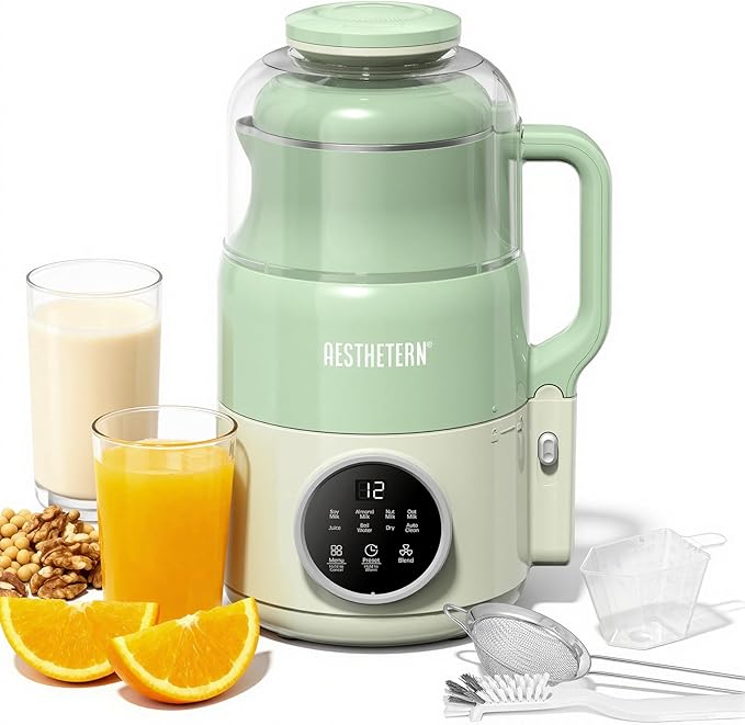 Nut Milk Maker Machine, Soy Milk & Oat Milk Maker with 8 Presets, High-Speed Blender, Auto-Clean, Delay Start, 33oz Almond Milk Maker for Plant-Based & Dairy-Free Beverages, Green