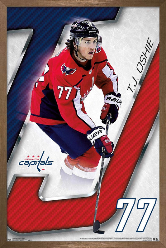 Trends International NHL Washington Capitals - T. J. Oshie 18 Wall Poster, 14.725" x 22.375", Bronze Framed Version