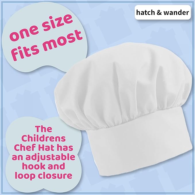 hatch & wander Kids Baking Set Bundle | Kids Apron & Chef Hat | Oven & Mix (included mix may vary)