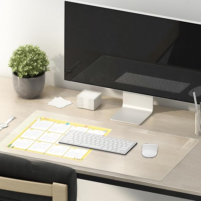 Clear Vinyl Table Cover - 19x48 Inch, 1.5mm Thick Desk Mat
