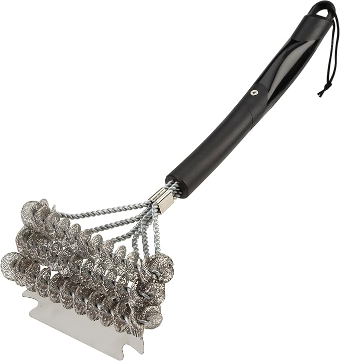 Cuisinart Triple Coil Brush, 17” Stainless Steel Grill Brush with Wide Scraper for All Grates, Bristle Free Grilling Accessory for Worry Free Cleaning, Perfect for BBQs, Cookout & Tailgate Cleaning