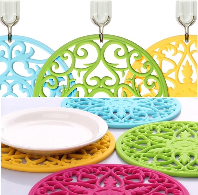 ME.FAN Trivets / Silicone Trivets 3 Pcs Silicone Mats for Hot Dishes / Hot Pots / Hot Pans, Hot Pads to Portect Table and Counter Top - Flexible / Durable / Non Slip (Grey)