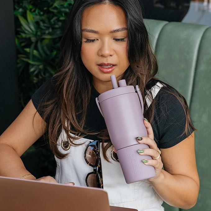 BrüMate Resa 35oz 100% Leakproof Travel Tumbler with Handle & Straw | Flexible SoftSip Straw | Silicone Sleeve for Durability | Stainless Steel | Cup Holder & Travel Friendly Water Bottle | (Cedar)