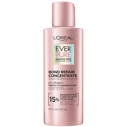L'Oreal Paris Sulfate Free Bond Repair Pre Shampoo Treatment, Hair Repair for Colored, Bleached or Damaged Hair, EverPure, 5.1 Fl Oz