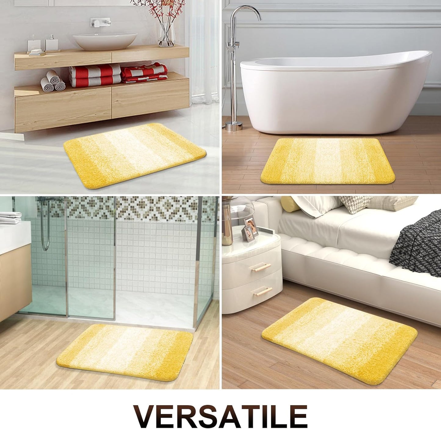 OLANLY Bathroom Runner Rugs 70x24, Extra Soft Absorbent Microfiber Bath Rugs, Rubber Backing, Quick Dry, Machine Washable Bath Mats for Bathroom Floor, Tub and Shower, Home Decor Accessories, Yellow