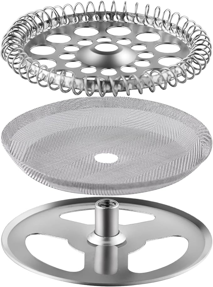 2.6 Inch Filter Parts for 12 oz French Press 3 Pieces Stainless Steel Set Containing Spiral Disk, Small Little Coffee Press Mesh Screen for Sivaphe 350ml Coffee Maker