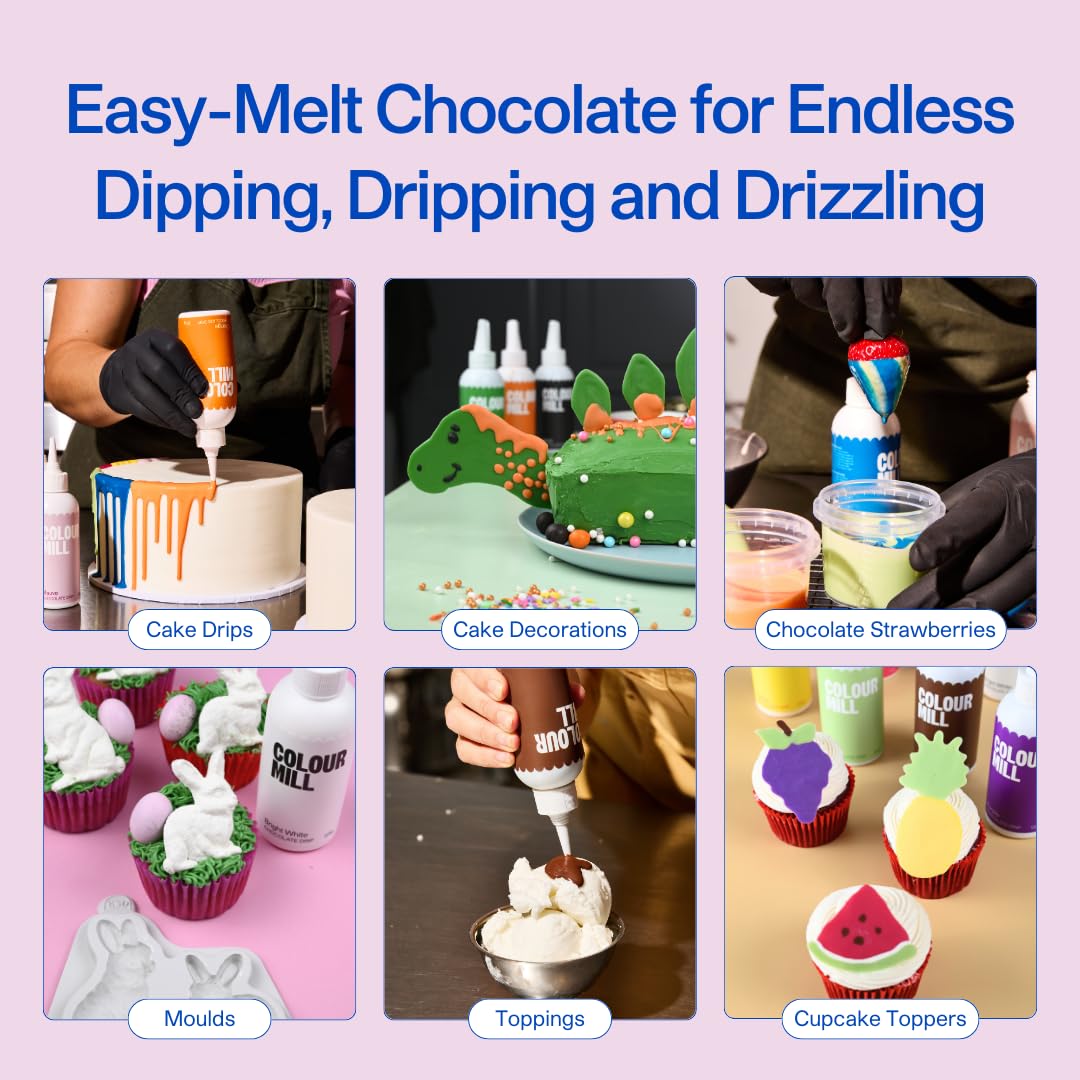 Colour Mill Chocolate Drip Easy-Melt Drizzle for Desserts, 125 Grams Tiffany