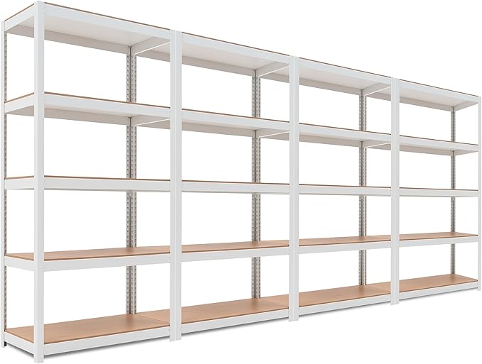 HOMEDANT House 5-Tier Laminated Metal Shelving Unit Adjustable Storage Utility Rack Heavy Duty Shelves Organization Multipurpose Shelf Kitchen Garage Pantry Closet 4Pack