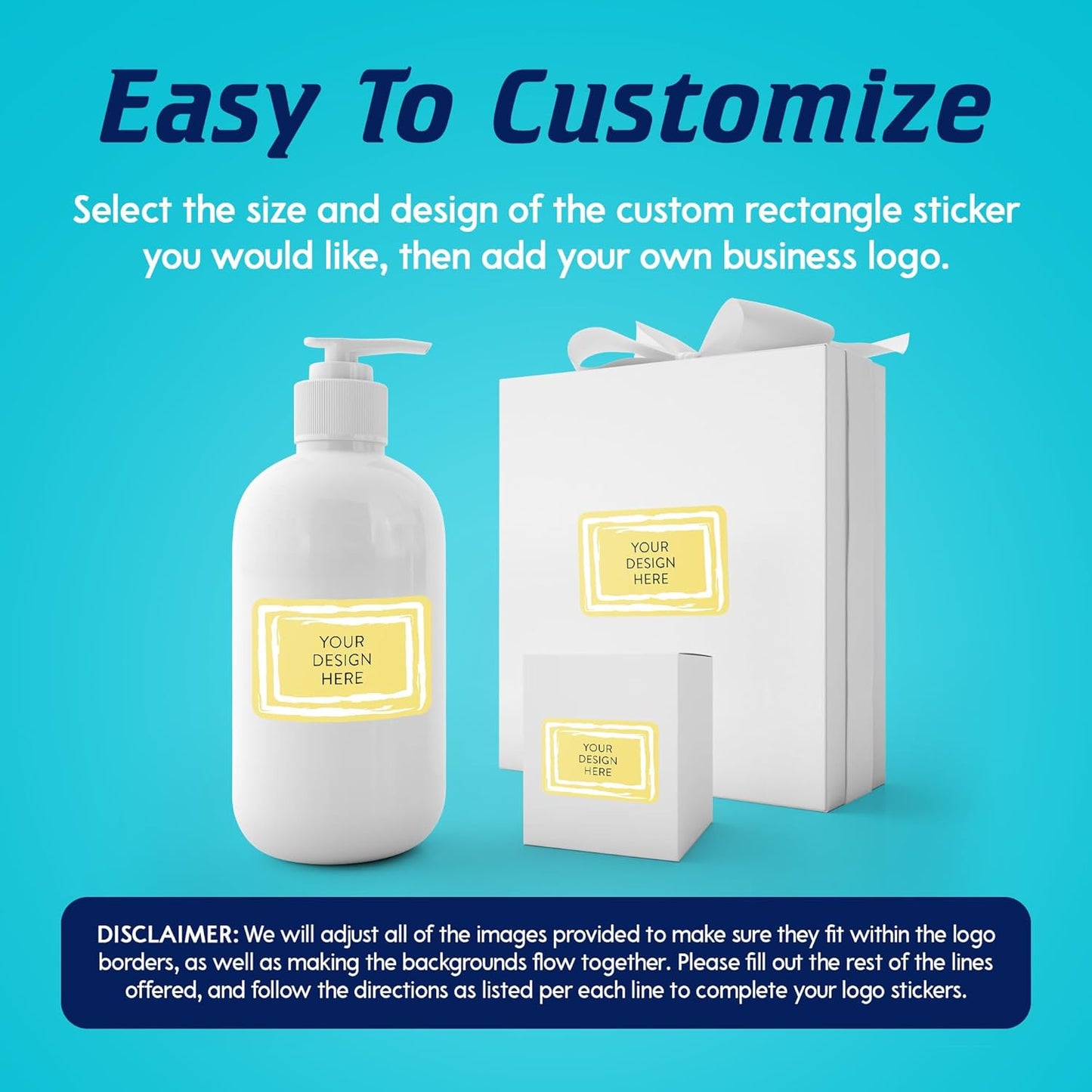 100 Custom Vinyl Stickers - Upload Your own Image, Text, Design, Logo - Personalized Logo Labels for Handmade, Packaging, Bottle, Jars, Candle, Brand Stickers (Lemon Swirls, 3x2)