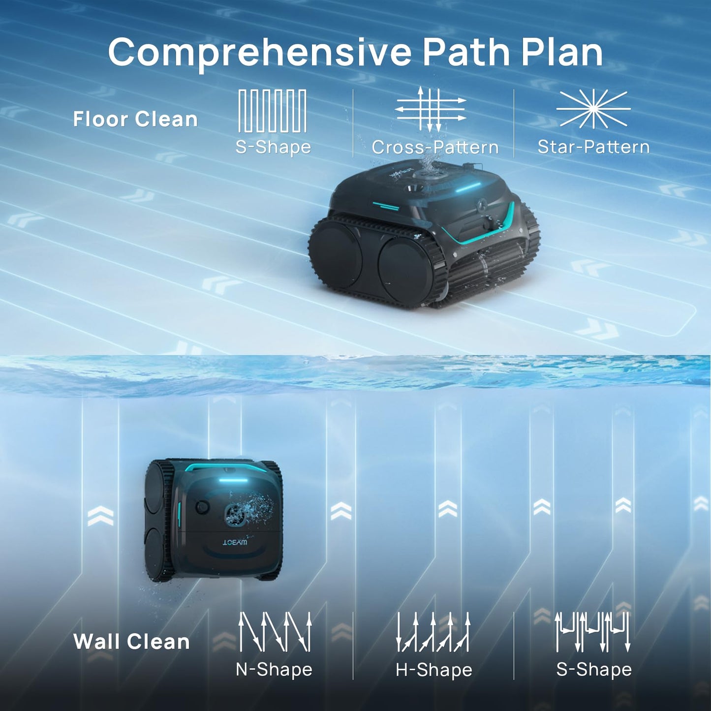 2025 Pro WYBOT C2V AI Camera Cordless Pool Vacuum Robot for Inground&Above Pools, 8 Mode Robotic Pool Cleaner, Utra-fine Filtration, Powerful Suction, Wall Climbing, Waterline Cleaning, Black