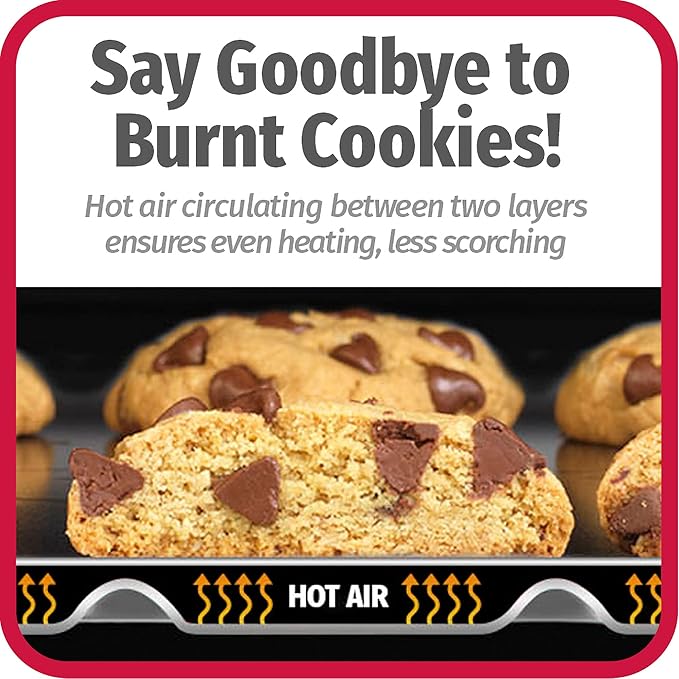 GoodCook AirPerfect Non-Stick Air Insulated 16” x 14” Cookie Sheet - Carbon Steel Cooking Pans, No Burn Insulation Bakeware, Cookie Sheets for Baking, Oven Pan Set