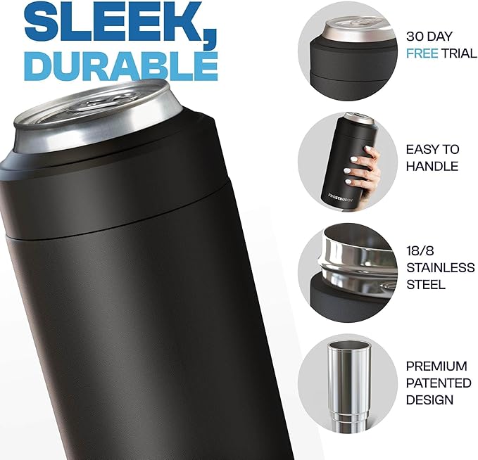 Frost Buddy Universal Can Cooler - Fits all - Stainless Steel Can Cooler for 12 oz & 16 oz Regular or Slim Cans & Bottles - Stainless Steel (Pink Checkered)