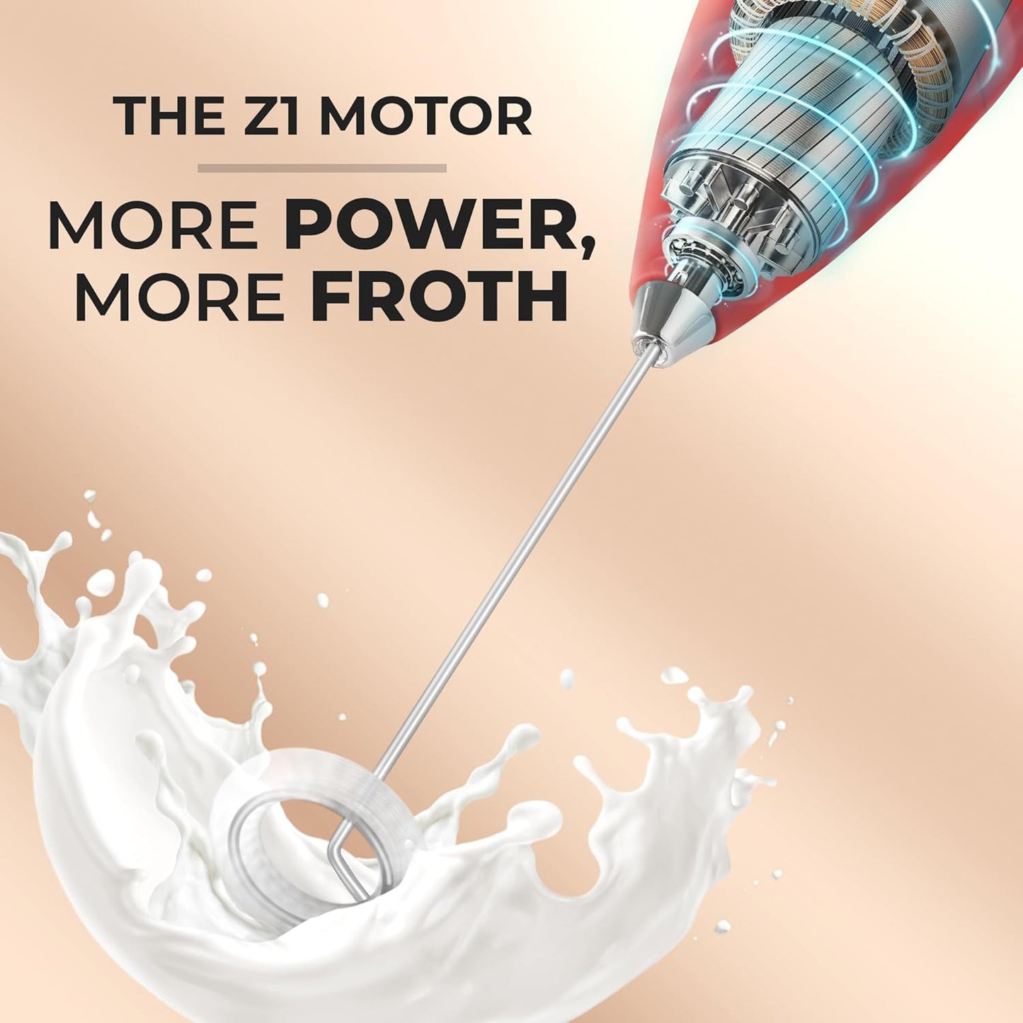 Zulay Kitchen Powerful Milk Frother Wand With 4 AA Duracell Batteries - Ultra Fast Handheld Drink Mixer - Electric Whisk Foam Maker for Coffee, Lattes, Cappuccino, Matcha & Creamer -