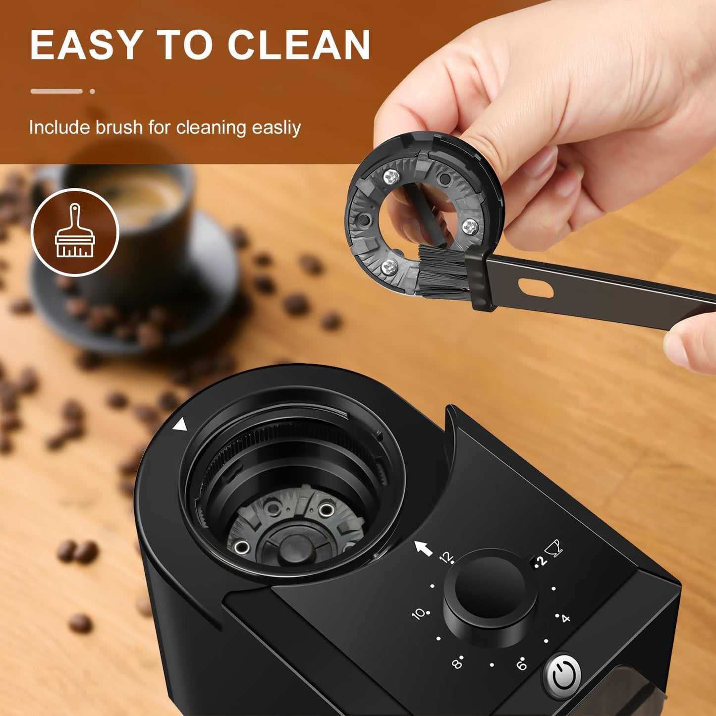 Electric Burr Coffee Grinder,Adjustable coffee grinder with 28 Precise Grind Setting for French Press, Drip Coffee and Espresso,12 Cups, Black