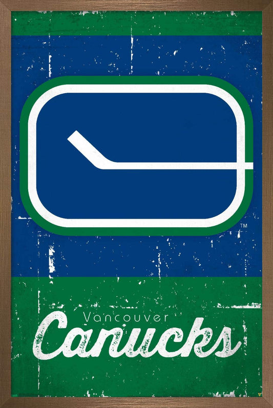 Trends International NHL Vancouver Canucks - Retro Logo 13 Wall Poster, 14.725" x 22.375", Bronze Framed Version