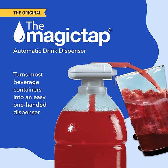 Magic Tap Automatic Drink Dispenser for Fridge, Peach (3 Pack), No Spill Milk Dispenser for Fridge, Automatic Milk Dispenser Pump for Gallon Jugs, Water & Juice, Fits Most Bottles, Batteries Required
