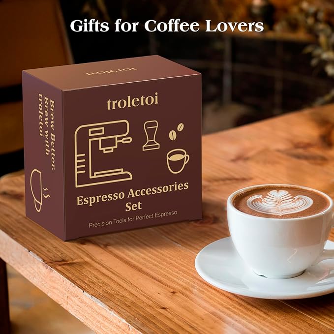 7 PCS Espresso Accessories Kit: 51mm Espresso Tamper, Coffee Distributor, WDT Tool, Dosing Funnel and Puck Screen, Espresso Tool Set Fits Delonghi, CASABREWS 51mm Machines and Portafilters