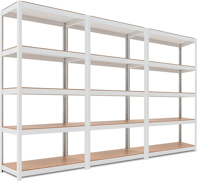 HOMEDANT House 5-Tier Laminated Metal Shelving Unit Adjustable Storage Utility Rack Heavy Duty Shelves Organization Multipurpose Shelf Kitchen Garage Pantry Closet 3Pack