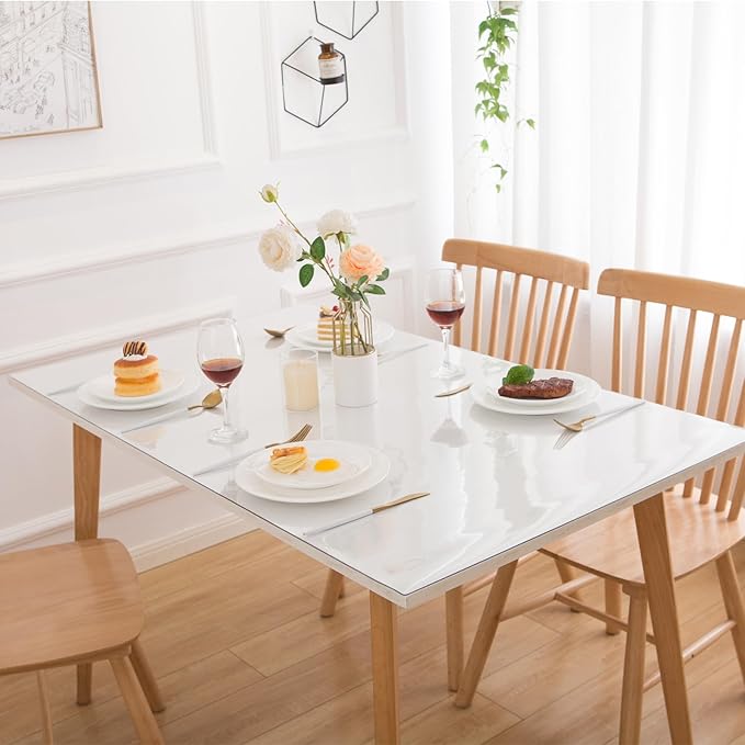 60 x 108 Inch Clear Table Cover Protector, Clear Table Protector for Dining Room Table, 1.5mm Plastic Table Cover, Waterproof Table Pad for Kitchen, Office