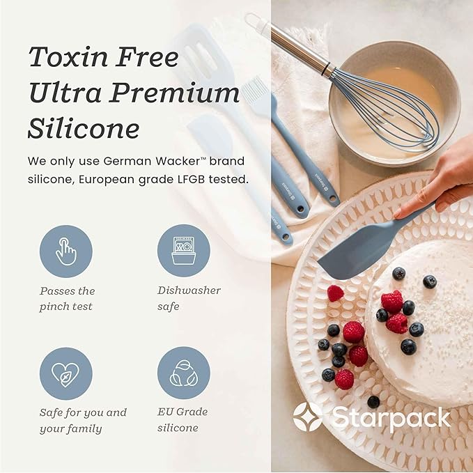 Starpack 'Scrape & Stir' Silicone Spatula (8 Inch) - Heat Resistant Spatulas Set 600°F - Food Grade Kitchen Spatulas - Nonstick Baking and Cooking Spatula - LFGB Grade Rubber Utensil Set